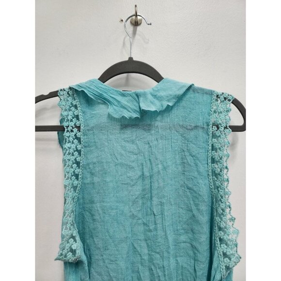 Simply Irresistible Womens Tie Front Ruffle Vest Sz 1X Turquoise Fairycore BOHO - Picture 10 of 10